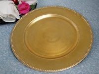 Charger Plate, Yellow Gold Beaded 13''