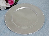Charger Plate, Silver Beaded 13''