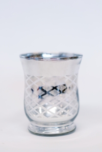 candle holder glass silver