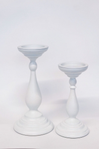 White Pillare Candle Holders